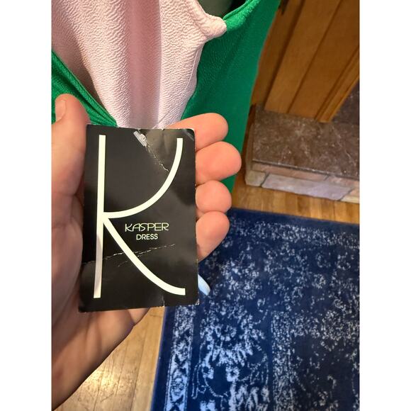 NWT Kasper Womens V-Neck Pink & Green Knee-Length Wrap Dress Sz. XL - Picture 5 of 7